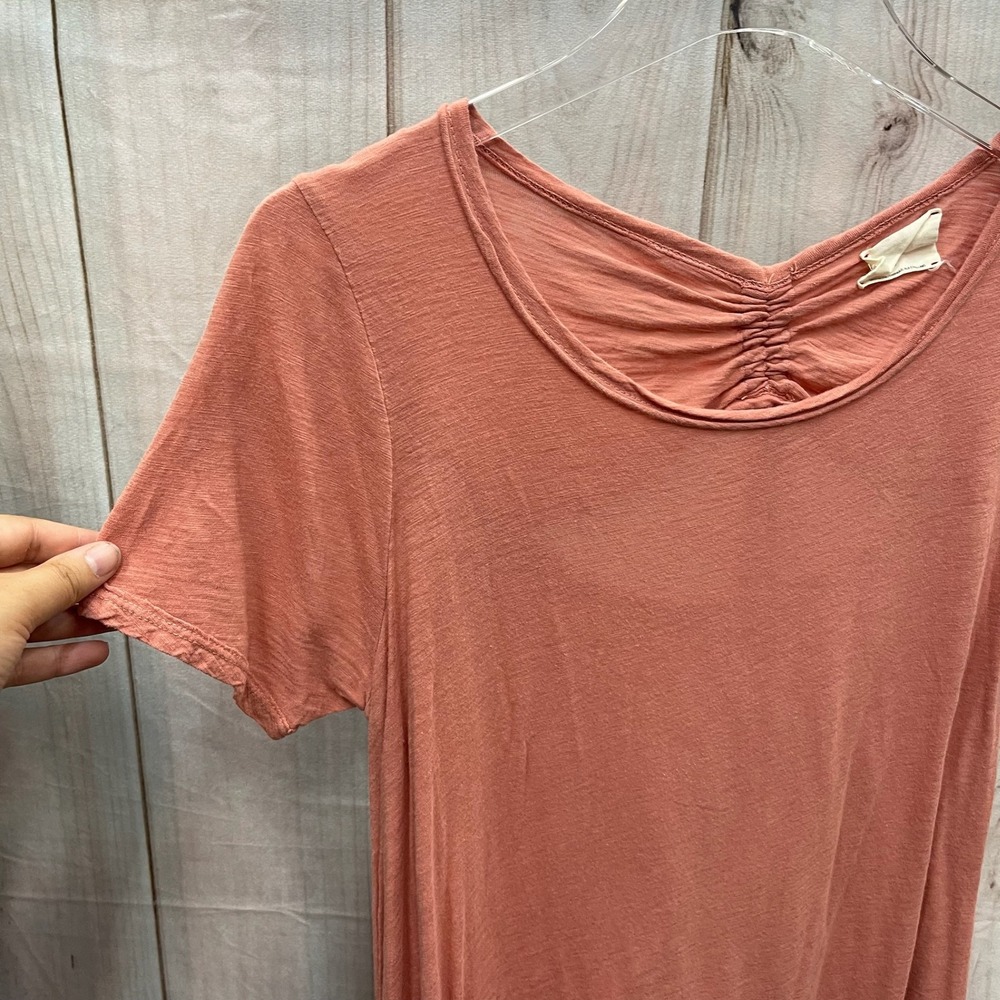 t.la Anthropologie Terracotta Slub Knit Open Back Ruched Tie Tee Shirt Medium - Picture 4 of 5